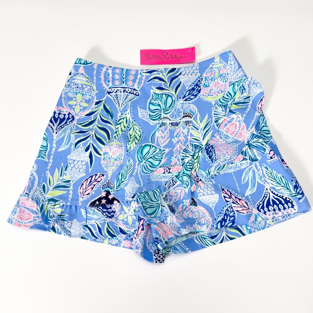 💙 NWT Lilly Pulitzer Faye Skort Blue Peri Lapis Lanterns Size 4 Retail: $90 💙
